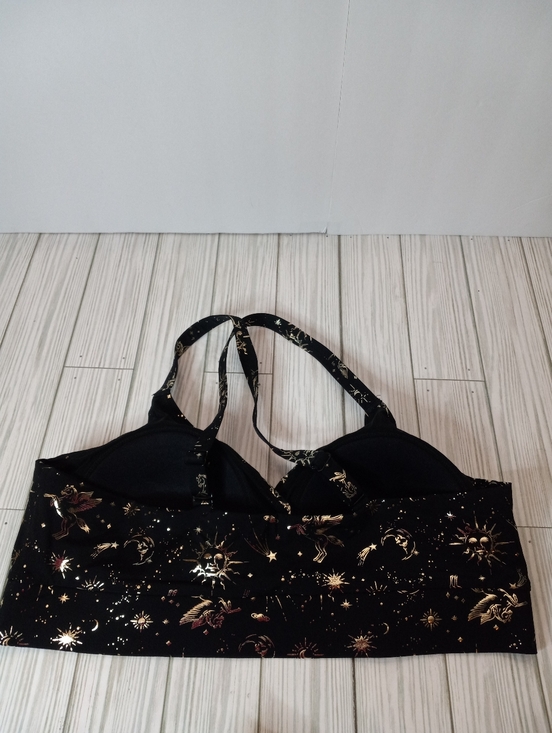 Torrid Black Celestial Metallic Gold Print Surplice Bralette - Picture 3 of 8